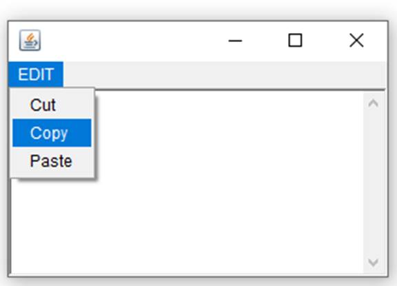 Design A Frame That Has An Edit Menu With Cut Copy And Paste Functions In Java